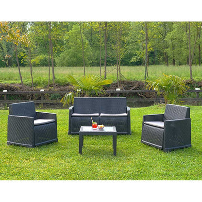 Conjunto jardín iseo 4 piezas antracita + cojines