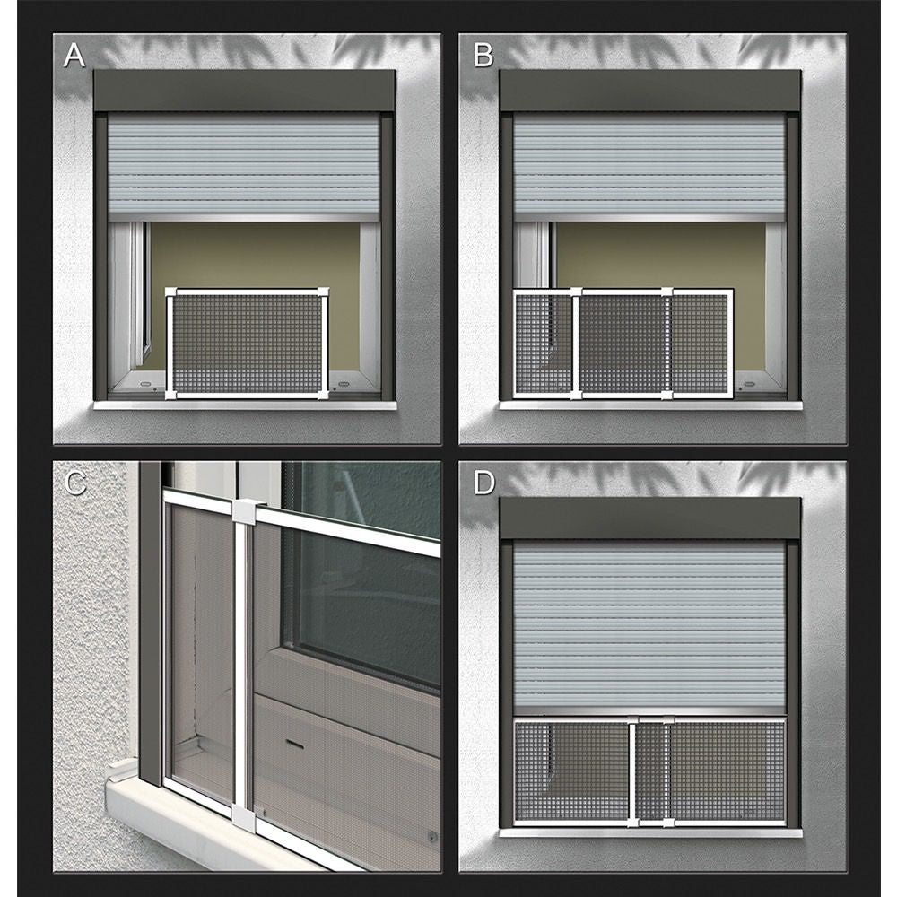 Mosquitera con marco extensible, malla de fibra de vidrio, blanca, 75-142 x 50 cm