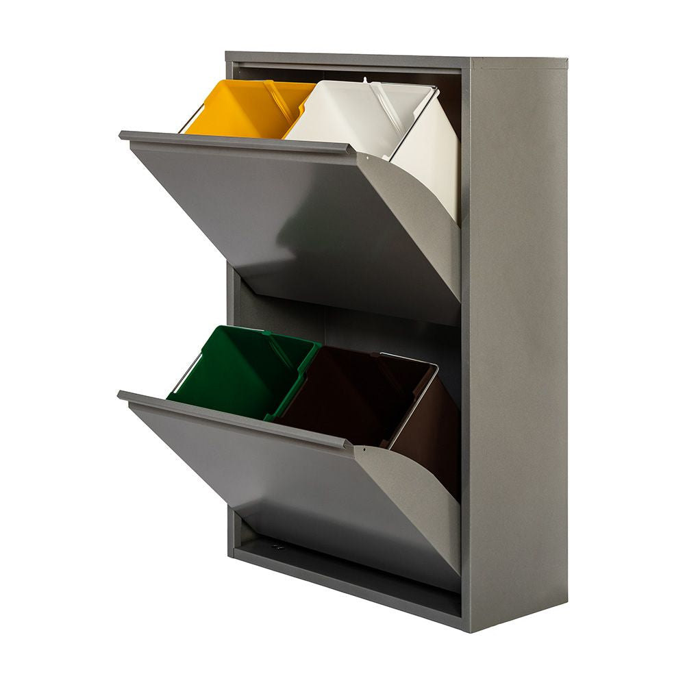 Armario metalico reciclaje 4 cajones gris 92 x 60 x 25 cm