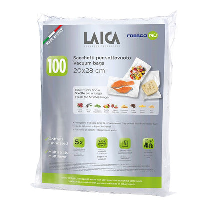 Paquete de 100 bolsas de conservacion al vacio 20 x 28 cm