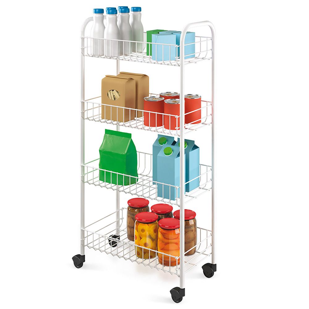Carrito multiuso con 4 cestos blanco 41 x 23 x 84 cm