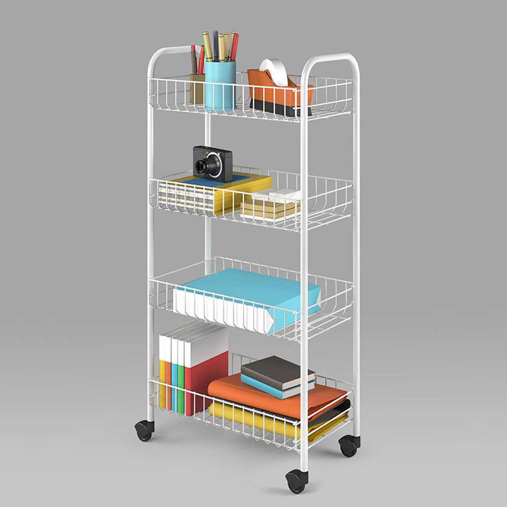 Carrito multiuso con 4 cestos blanco 41 x 23 x 84 cm
