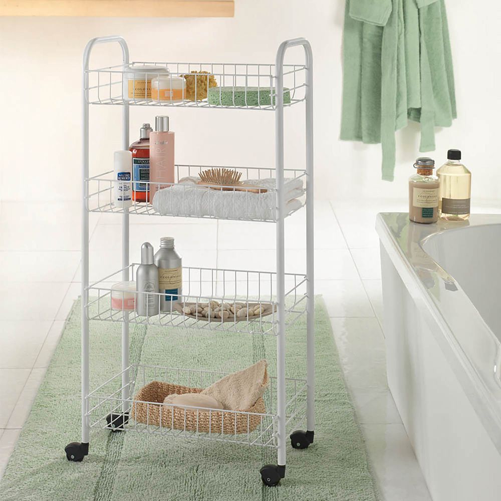 Carrito multiuso con 4 cestos blanco 41 x 23 x 84 cm