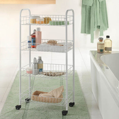 Carrito multiuso con 4 cestos blanco 41 x 23 x 84 cm