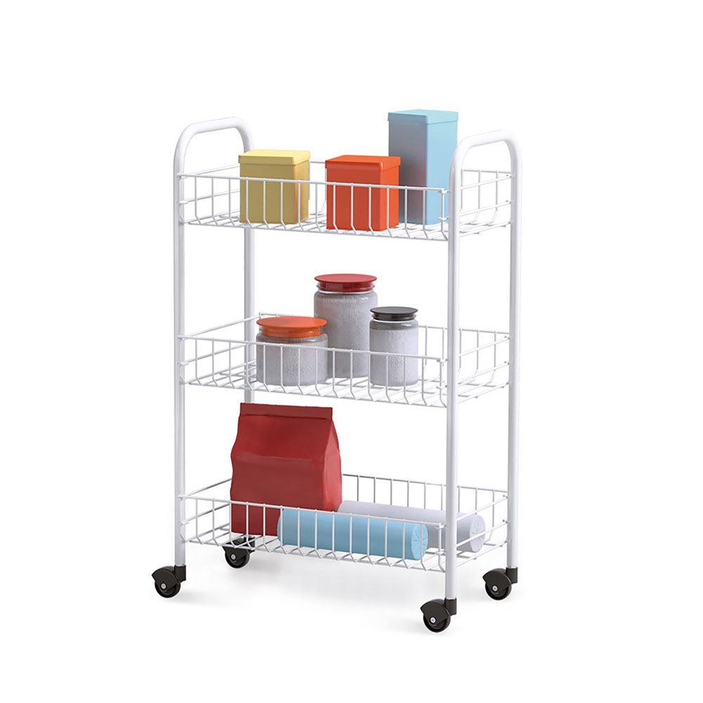 Carrito multiuso con 3 cestos, blanco, 41 x 23 x 63 cm