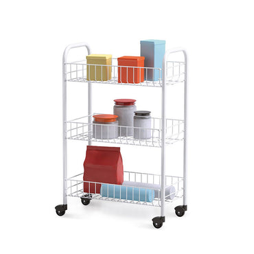 Carrito multiuso con 3 cestos, blanco, 41 x 23 x 63 cm