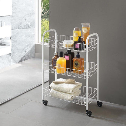 Carrito multiuso con 3 cestos, blanco, 41 x 23 x 63 cm