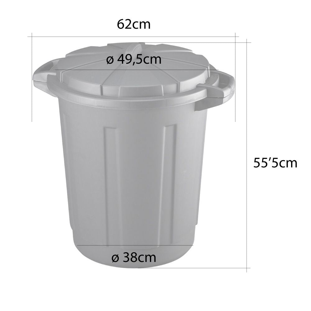 Cubo de basura de comunidad 80 litros color negro con tapa mondex