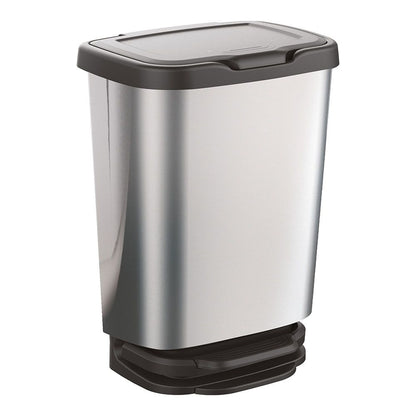 Cubo con pedal jive con cierre amortiguado plata/negro 33,2 x 25,2 x 45,8 cm 20 l