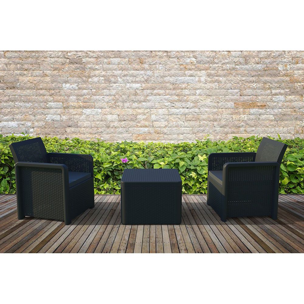 Conjunto jardín nassau grafito 3 piezas antracita + cojines