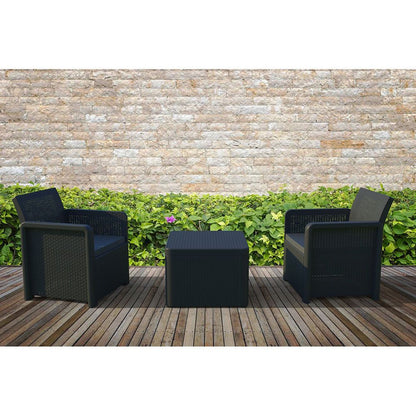 Conjunto jardín nassau grafito 3 piezas antracita + cojines