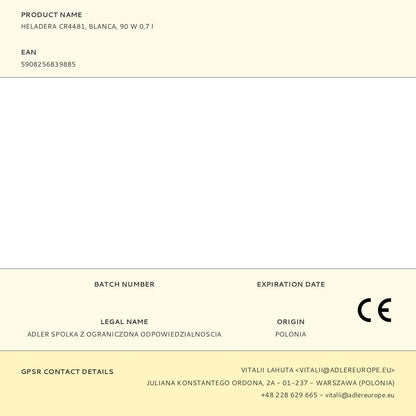 Heladera cr4481, blanca, 90 w 0,7 l