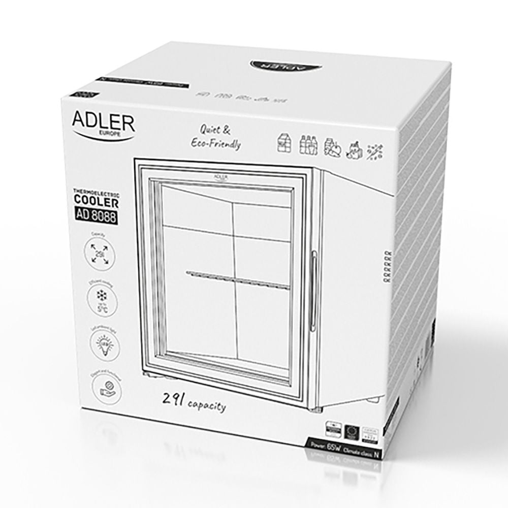Nevera termoeléctrica ad8088, negra, 29 l, 38 x 47,1 x 45 cm