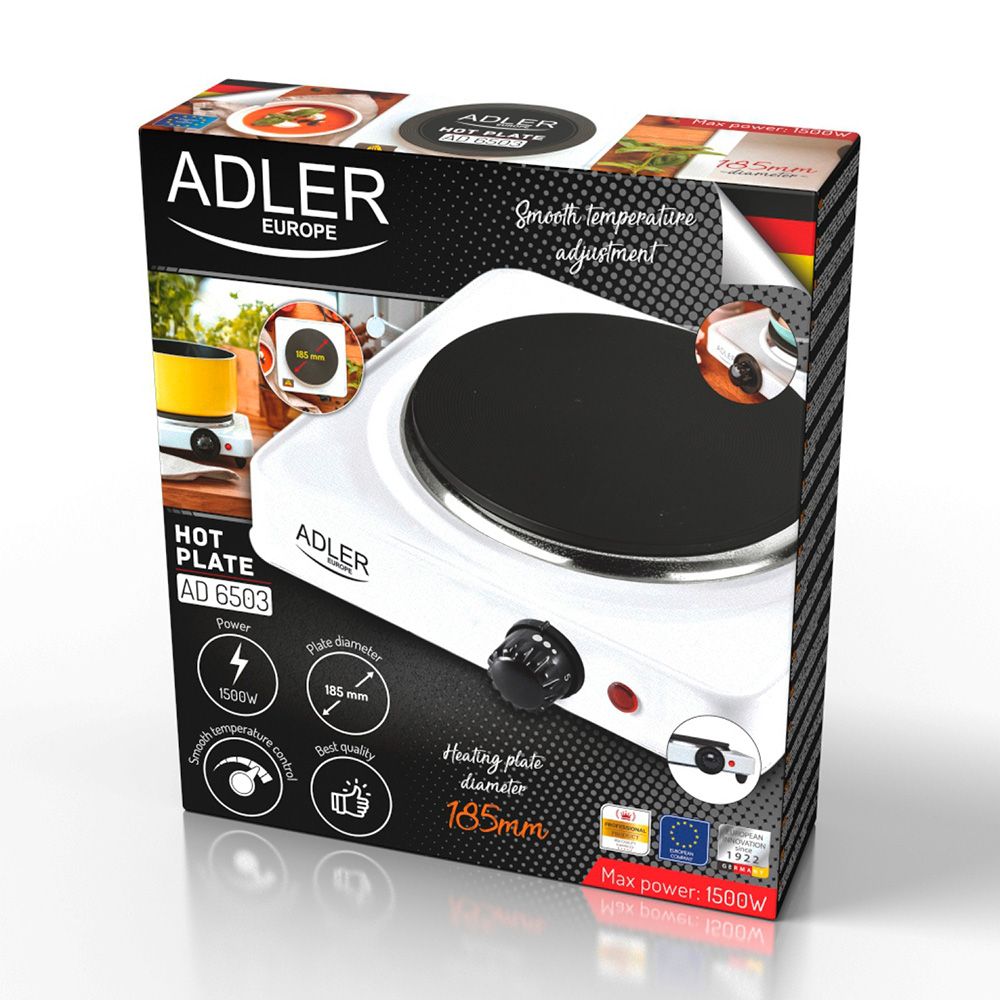 Cocina eléctrica un quemador 1500 w blanca, 25 x 28 x 7 cm