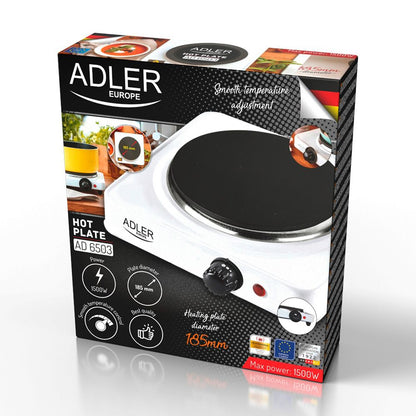 Cocina eléctrica un quemador 1500 w blanca, 25 x 28 x 7 cm