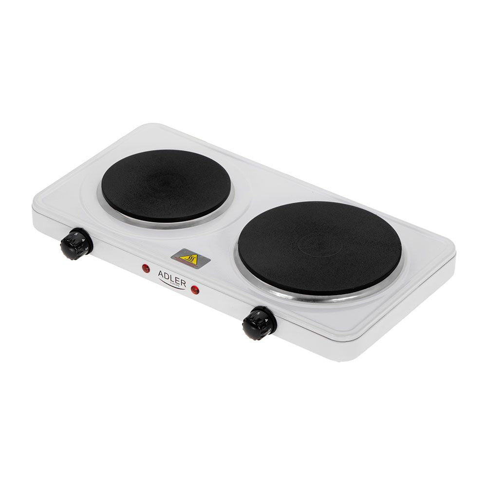 Cocina eléctrica dos quemadores 2500 w blanca, 46 x 26,5 x 7 cm
