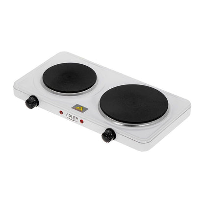 Cocina eléctrica dos quemadores 2500 w blanca, 46 x 26,5 x 7 cm