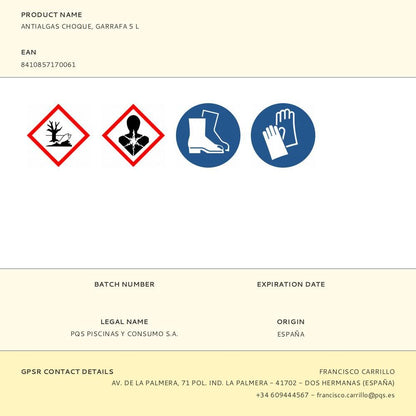 Antialgas choque, garrafa 5 l