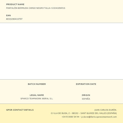 Pantalón bermuda cargo negro talla-s 02410nr1s
