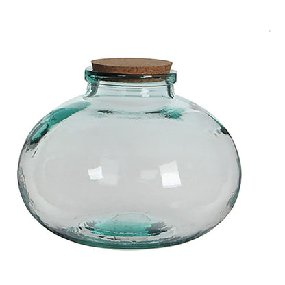 Bote de cristal redondo olly con tapón de corcho ø29 x 23 cm