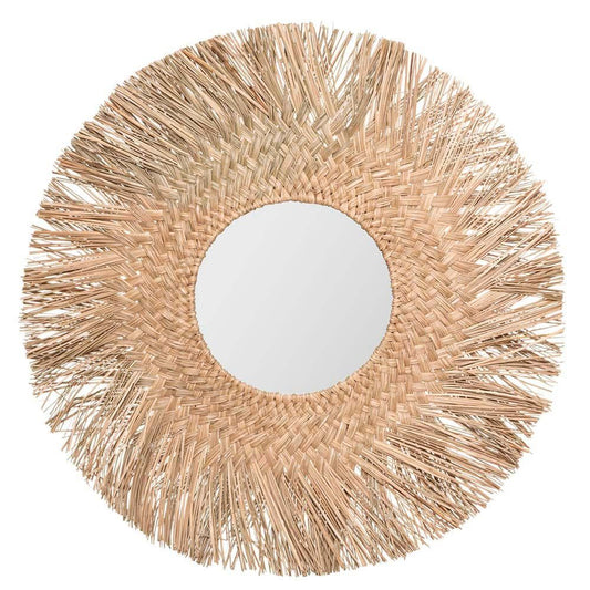 Espejo de junco natural colección jungly ø80 cm