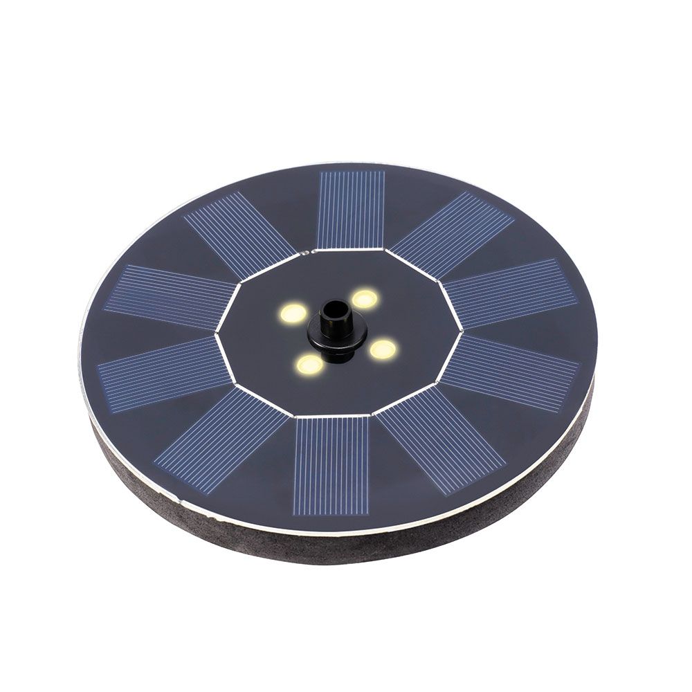 Fuente solar de jardín, de plástico, luz blanca cálida, 4 leds - ø16 x 3,5 cm