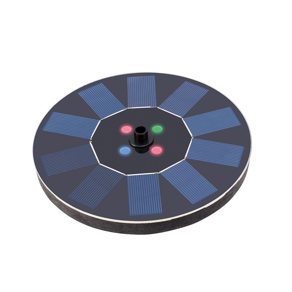 Fuente solar de jardín, de plástico, luz rgb, 4 leds - ø16 x 3,5 cm