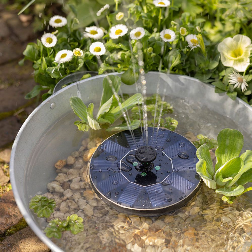 Fuente solar de jardín, de plástico, luz rgb, 4 leds - ø16 x 3,5 cm