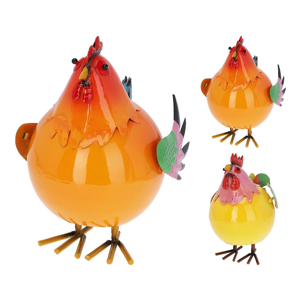 Gallo / gallina saltarín de metal modelos variados 20 x 25 x 29 cm