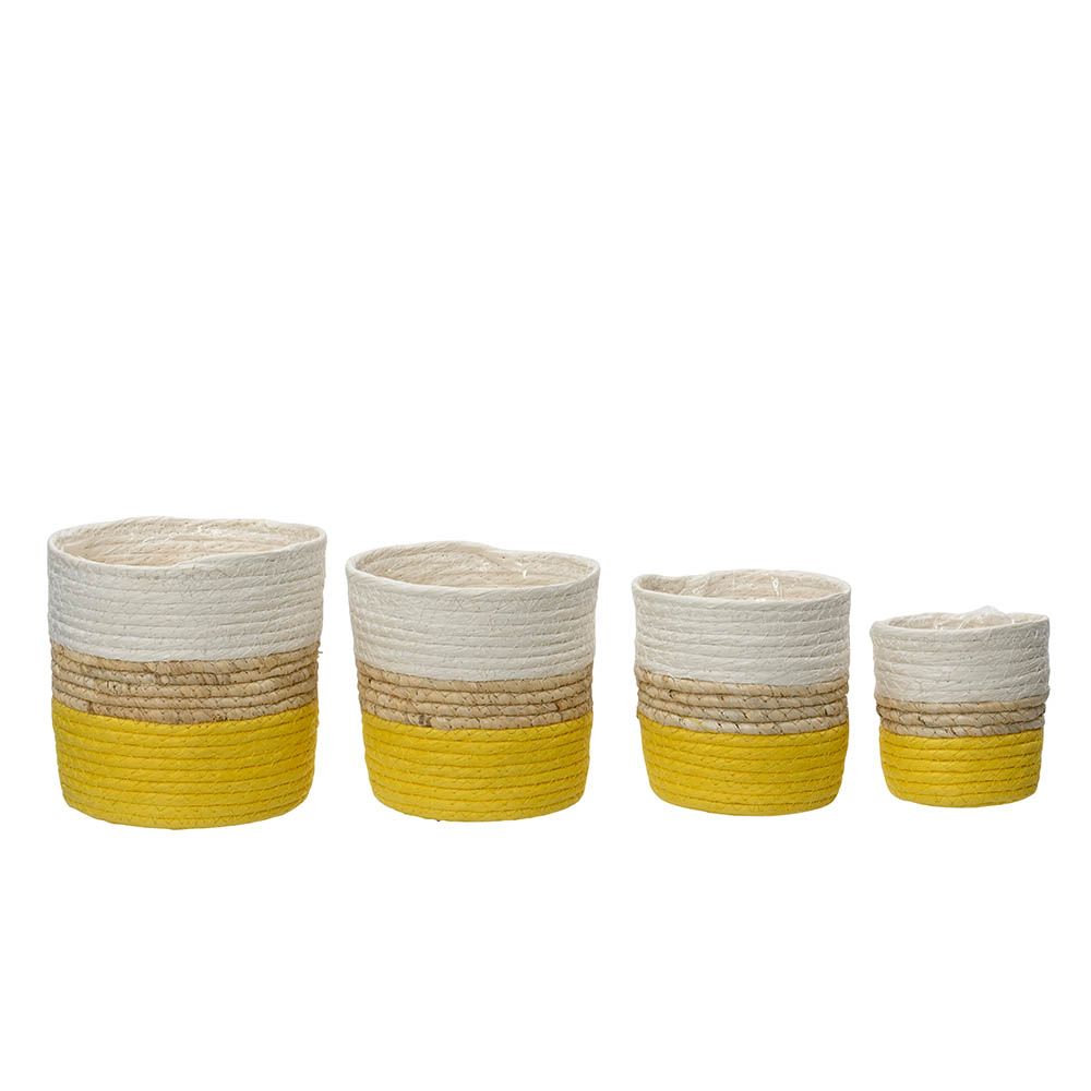Cubre macetero de cuerda de papel tricolor, set de 4 piezas
