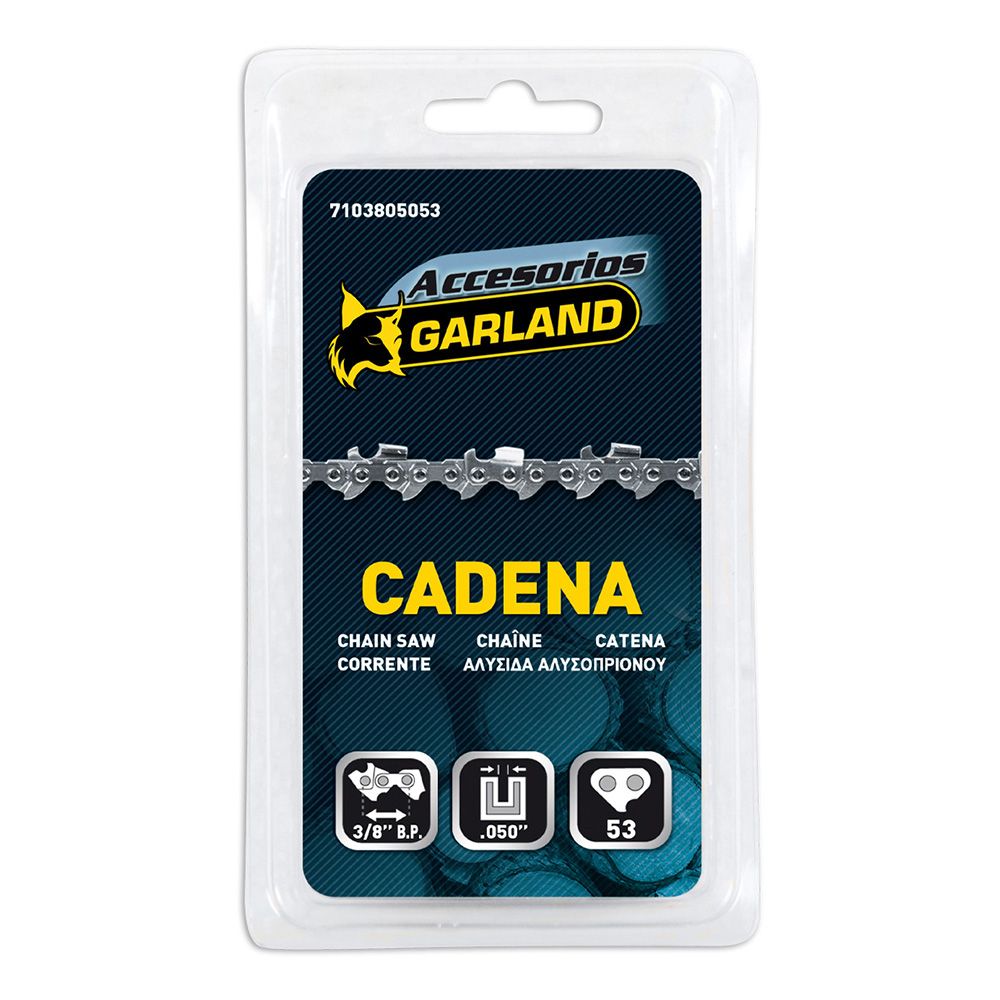 Cadena de motosierra para espada de 14 pulg / 35 cm, 53 eslabones, 3/8 pulg b.p., espesor 0,050 pulg / 1,3 mm
