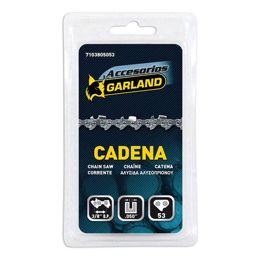 Cadena de motosierra para espada de 14 pulg / 35 cm, 53 eslabones, 3/8 pulg b.p., espesor 0,050 pulg / 1,3 mm