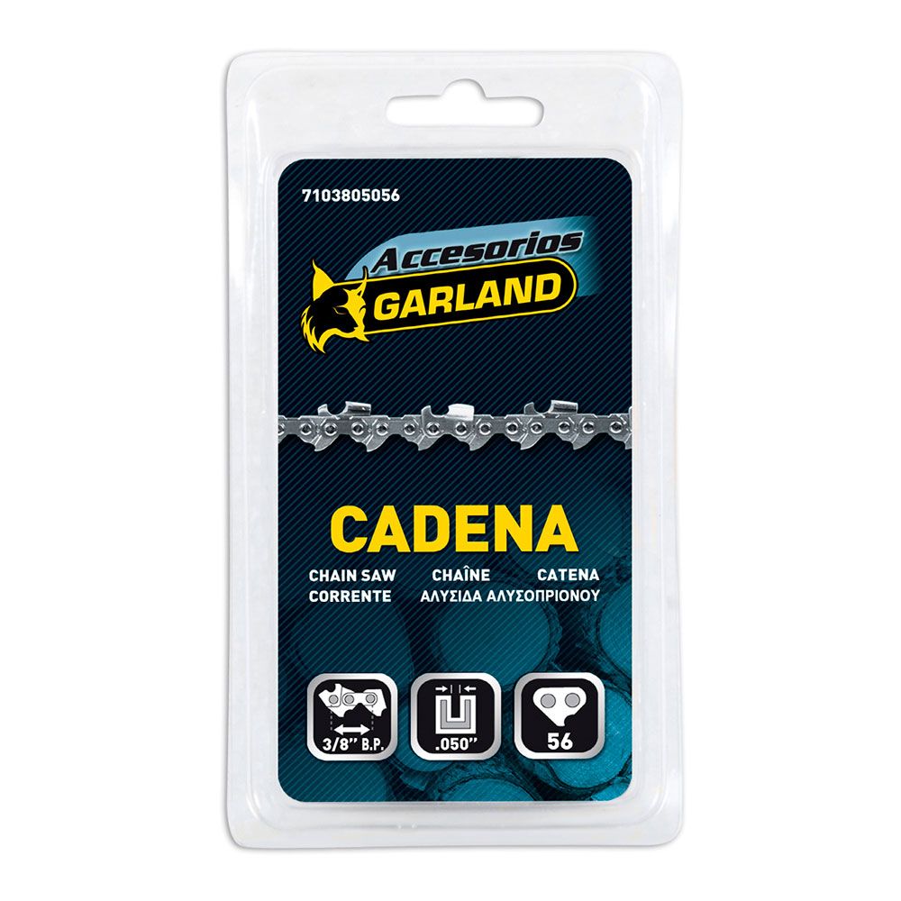 Cadena de motosierra para espada de 16 pulg / 40 cm, 56 eslabones, 3/8 pulg b.p., espesor 0,050 pulg / 1,3 mm