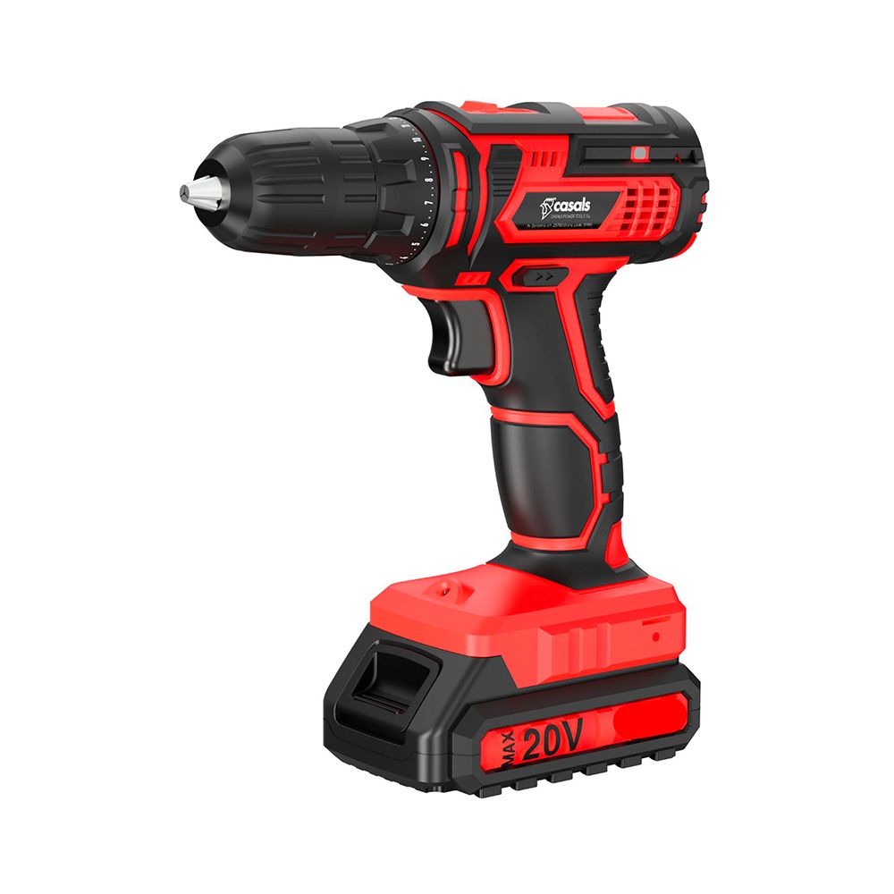 Kit taladro percutor 20 v con accesorios, 2 baterías y cargador