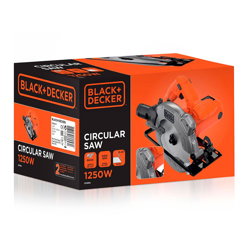 Sierra circular 1250w cs1250l-qs black+decker