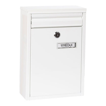 Buzón individual exterior, pequeño, zaguán, acero, blanco, 22 x 8 x 32 cm