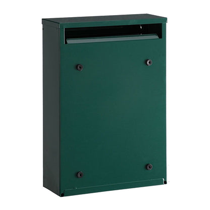 Buzón individual exterior, pequeño, zaguán, acero, verde, 22 x 8 x 32 cm
