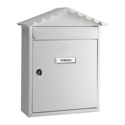 Buzón individual exterior, mediano, visit, acero, blanco, 30 x 11 x 36 cm
