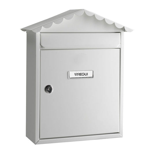 Buzón individual exterior, mediano, visit, acero, blanco, 30 x 11 x 36 cm