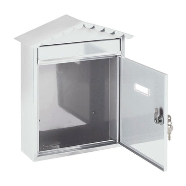 Buzón individual exterior, mediano, visit, acero, blanco, 30 x 11 x 36 cm