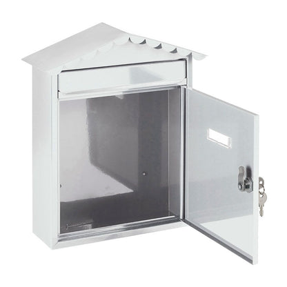 Buzón individual exterior, mediano, visit, acero, blanco, 30 x 11 x 36 cm