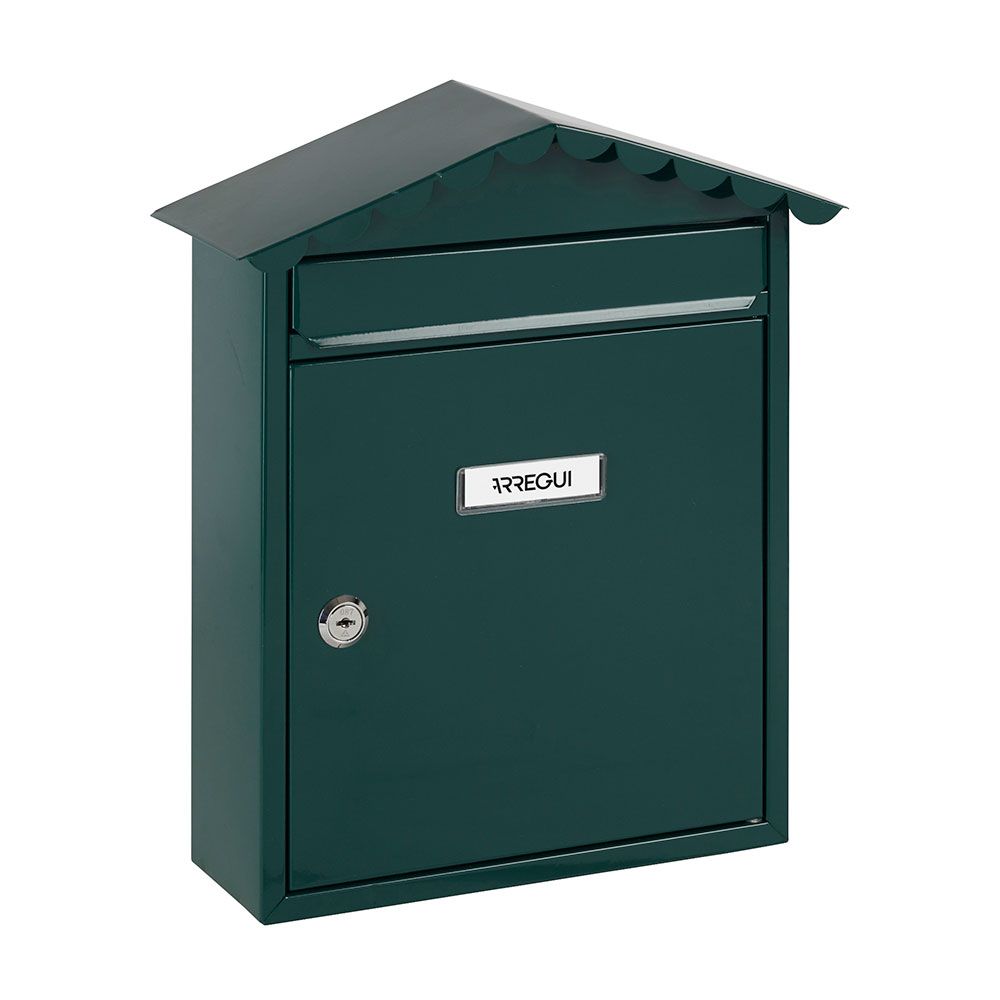 Buzón individual exterior, mediano, visit, acero, verde, 30 x 11 x 36 cm