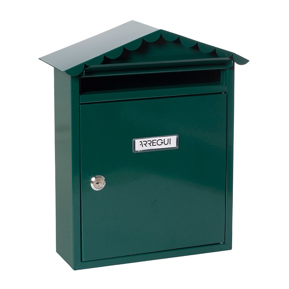 Buzón individual exterior, mediano, visit, acero, verde, 30 x 11 x 36 cm