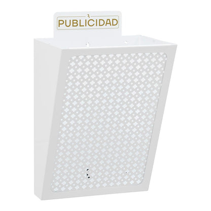 Cesta de publicidad e2304, acero, blanco, 22 x 19 x 35,5 cm