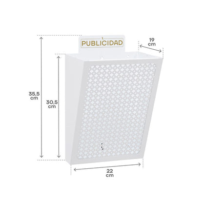 Cesta de publicidad e2304, acero, blanco, 22 x 19 x 35,5 cm