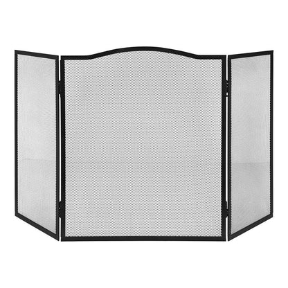 Pantalla chimenea plegable, color negro, 101 x 61 cm