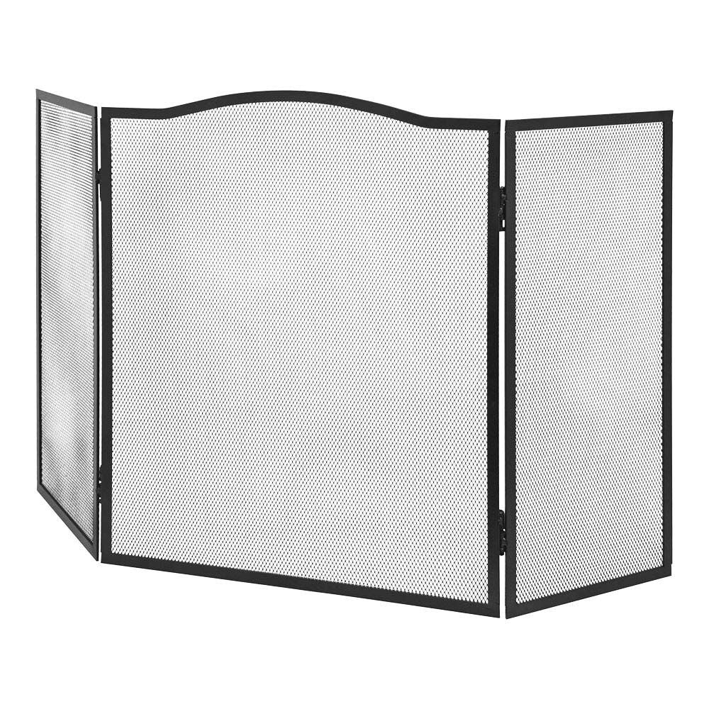Pantalla chimenea plegable, color negro, 101 x 61 cm