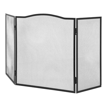 Pantalla chimenea plegable, color negro, 101 x 61 cm