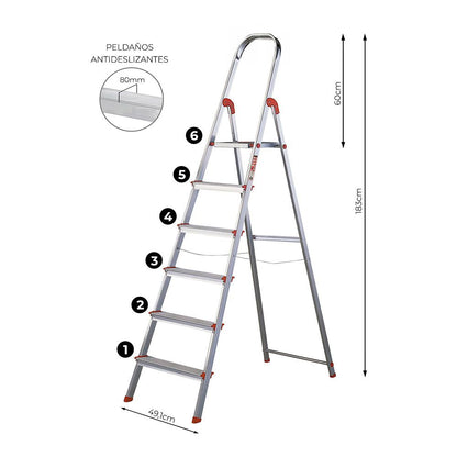 Escalera unica 6 peldaños 122 cm