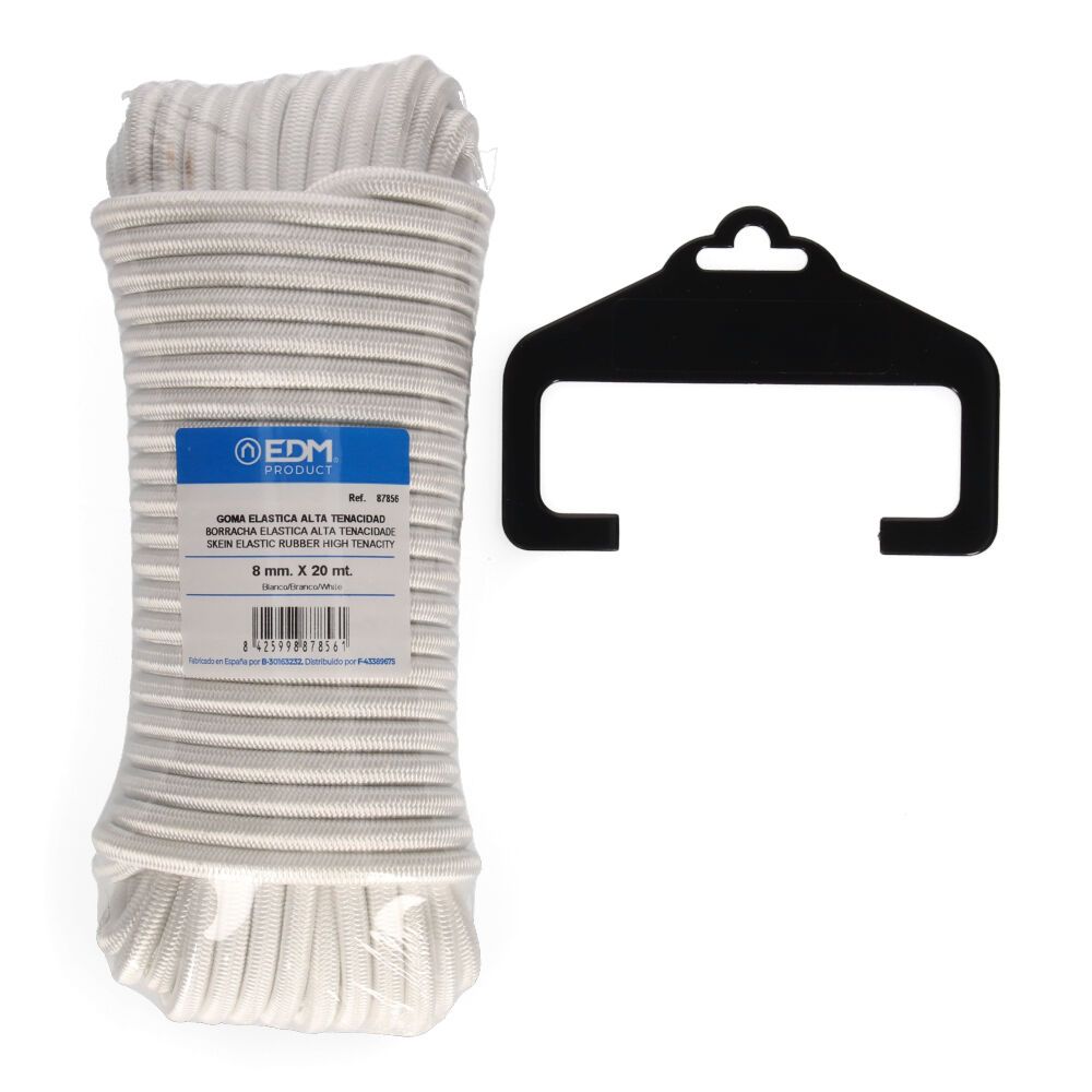 Cuerda de goma elástica blanca calibre 8 mm x 20 m
